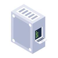 Computer processing unit, icon of cpu server in isometric design vector