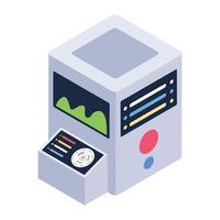 Isometric design of data center icon, server rack vector