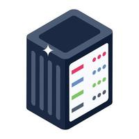 Isometric design of data center icon, server rack vector