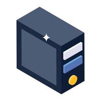 Computer processing unit, icon of cpu server in isometric design vector