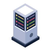 Isometric design of data center icon, server rack vector