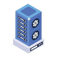 Isometric design of data center icon, server rack vector