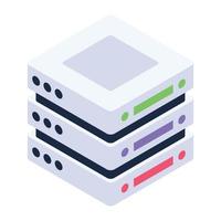 Isometric design of data center icon, server rack vector