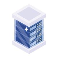 Isometric design of data center icon, server rack vector