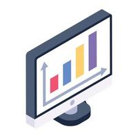 Online data analytics icon, isometric design of web analytics vector