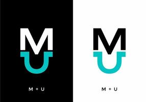 Black white and tosca color of MU initial letter vector