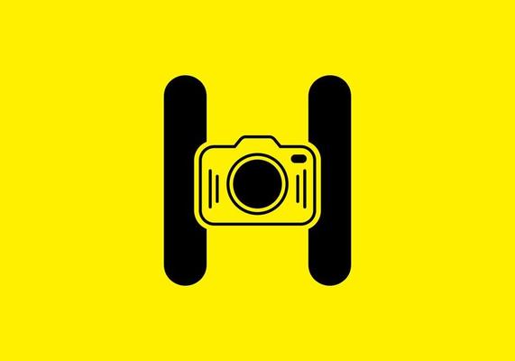 Black yellow of initial H letter with camera