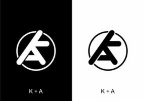 Black white of KA initial letter vector