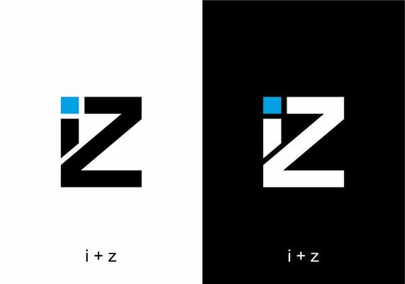 Black white blue of iz initial letter text