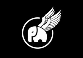 Black white elephant with wings vector