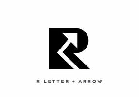 letra inicial r negra con símbolo de flecha