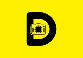 Black yellow of initial D letter with camera vector