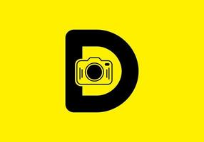 Black yellow of initial D letter with camera vector