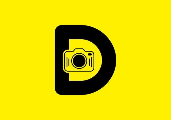 Black yellow of initial D letter with camera