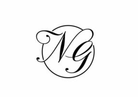 Black NG initial letter in circle shape vector