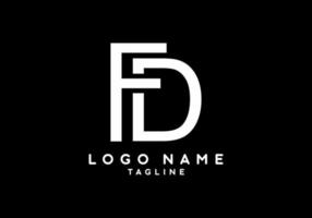 Black white FD initial letter logo vector