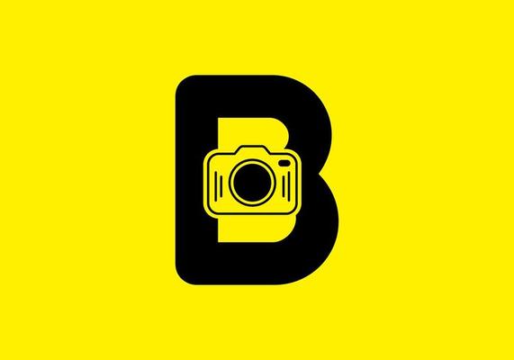 Black yellow of initial B letter with camera