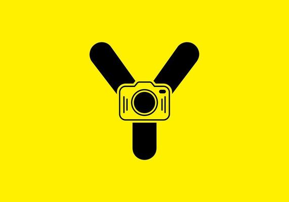 Black yellow of initial Y letter with camera