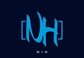 color azul de la letra inicial nh vector