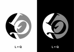 Black white grey of LQ initial letter vector