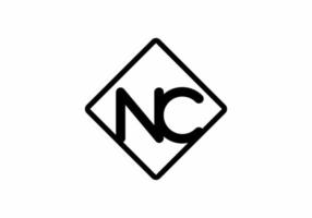 Black NC initial letter in square shape vector