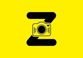 Black yellow of initial Z letter with camera vector