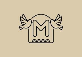 Black line art of birds with M initial letter vector