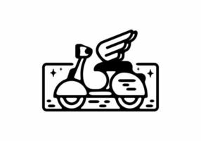 Black line art of scooter with wings