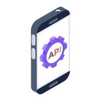 icono de la interfaz de programación de aplicaciones, interfaz api en estilo isométrico vector