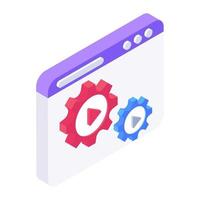 Isometric design vector of web video setting icon