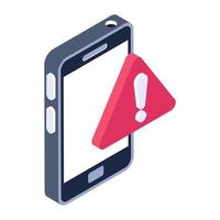 Mobile alert icon in isometric design vector