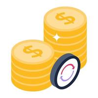 Currency exchange icon in isometric design vector