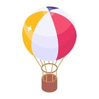 isometric design of hot air balloon icon, editable vector