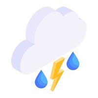 Modern isometric icon of cloud lightning vector