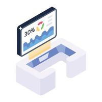 Online data analytics icon, isometric design of web analytics vector