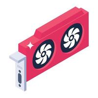 Graphic card icon, isometric vector in editable style