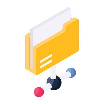 Icon of network folder in isometric design vector