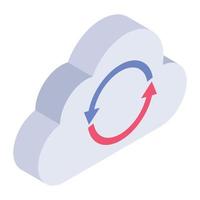 Icon of cloud sync in editable isometric style vector