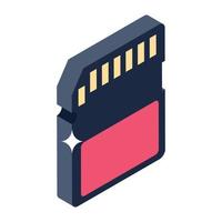 Memory card storage in isometric vector style, memory card