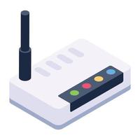 servicio de internet con enrutador wifi inalámbrico, icono isométrico para aplicaciones y sitios web vector