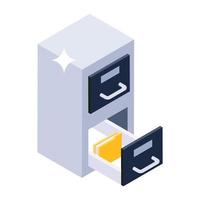 Folder inside drawer showcasing file cabinet icon vector