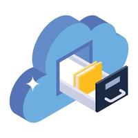 An icon design of cloud drawer, isometric style vector