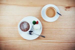 Cake ice cream with chocolate and cappuccino photo