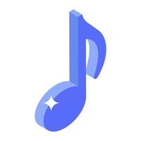 Trendy editable icon of music note, isometric vector