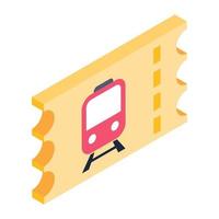 Train ticket icon, editable isometric vector