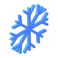 icono de copo de nieve en diseño editable isométrico vector
