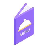 An icon of food menu, isometric vector