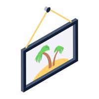 Hanging scenery icon, modern isometric vector