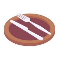 Cutlery icon in isometric style, editable vector