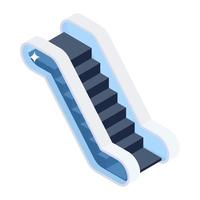 A stairway arranged like an endless belt, escalator isometric icon vector